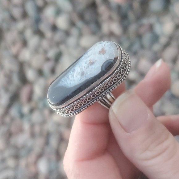 New Oversized Solar Quartz Agate 925 Silver Ring. - Picture 13 of 16